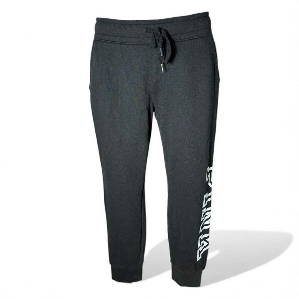 PINK Victoria's Secret Black Joggers with White Logo